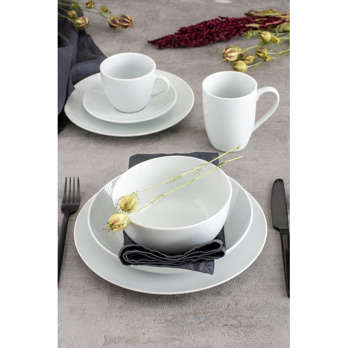 Набір кавових чашок MÄSER Barca на 6 осіб, біле порцелянове кавове сервіз, елегантний дизайн