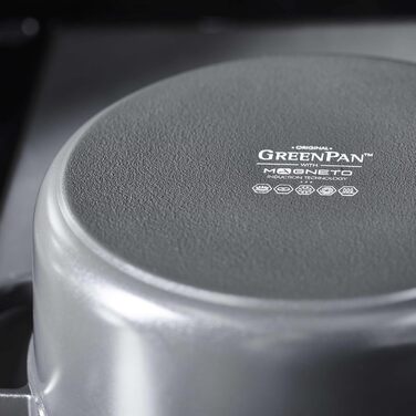 GreenPan Featherweights: каструля з кришкою, керамічне антипригарне покриття, індукція, піч, 28 см, 6 л (сірий)