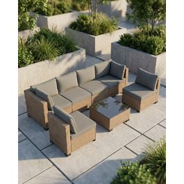 Комплект садових меблів із техноротанга MTG Trade Group, бежевий, 7 предметів
