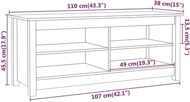 Підставка для взуття 70x38x45,5 см з масиву сосни (110x38x45,5 см, чорна)