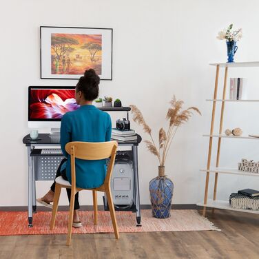 Relaxdays Сучасний комп'ютерний стіл зі скляною стільницею