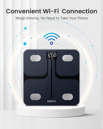 Цифрові ваги жиру в організмі RENPHO, розумні ваги для ванної кімнати з розумним зважуванням Bluetooth, ваги для ванної кімнати зі шкалою складу тіла, шкала ІМТ із додатком для фітнесу, технологія Step-On WiFi і режим Bluetooth 10,2/260 мм