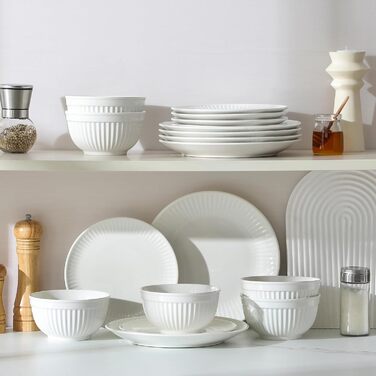 Набір посуду MALACASA LEILA, 18 предметів, порцеляна, скандинавський стиль, білий. Серія LEILA - 6 осіб, 18-ти частинний сервіз