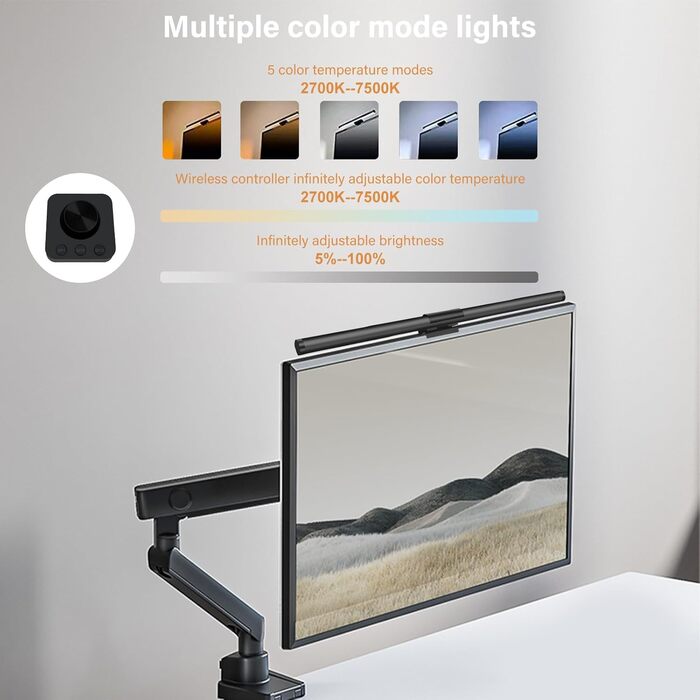 LED лампа на монітор з USB, захист очей, регульоване освітлення, сенсорний екран, 44 см