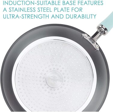 Набір посуду Rachael Ray, 11 предметів, з антипригарним покриттям, з нержавіючої сталі, сірий з блакитними ручками