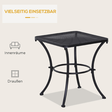 Outsunny Side Table Чорний садовий стіл 45x45x50см Металевий балконний столик Журнальний столик для патіо та саду