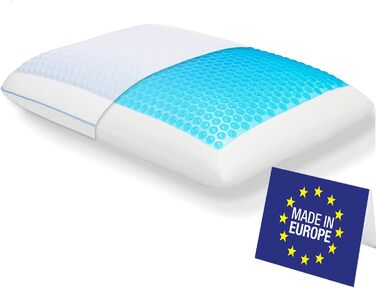 Ортопедична подушка для сну Comfy Premium Gel Memory Foam з гелевим охолодженням, 60x40x14/12 см. Підтримка шиї, для тих, хто спить на боці та на спині.