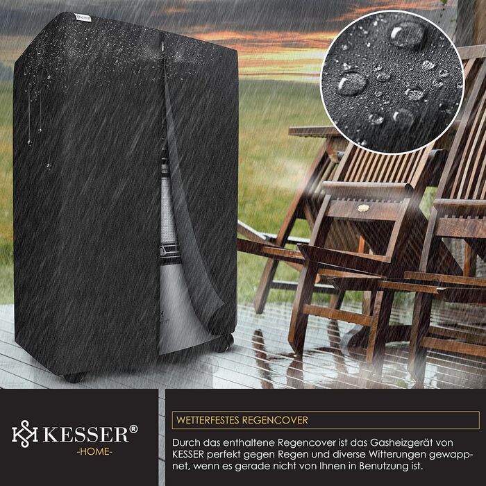 Газовий обігрівач KESSER® 4200W з керамічним нагрівачем, газовий опалювач, інфрачервовий нагрівач, для будинку та на вулицю, сумісний з бутаном/пропаном (до 15кг), сірий, з регулятором тиску, шлангом та захисним кожухом
