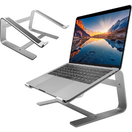 Підставка для ноутбука Macally ASTAND з алюмінію, сумісна з Apple MacBook, MacBook Air, MacBook Pro та іншими ноутбуками 10-17 дюймів, срібна