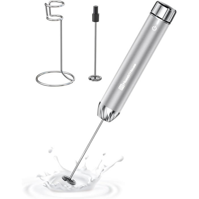 Електричний піноутворювач для молока Maestri House з регулюванням швидкості, знімний металевий вінчик, для лате та капучино (сріблястий)