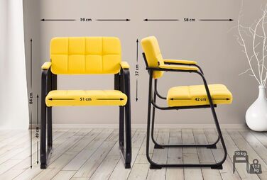 Крісло CLP Canada - м'яке крісло з штучної шкіри, чорний металевий каркас, колір: жовтий