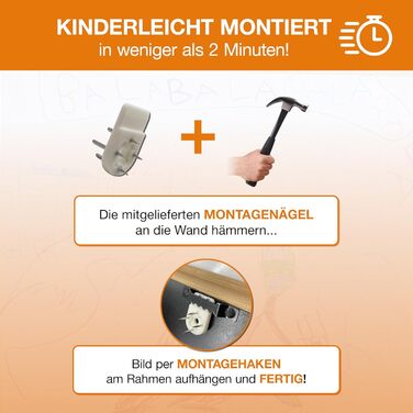 BALA® Преміум рамки для фотографій - 2 шт. A4, для дитячих малюнків, з фронтальною відкриваністю та кріпленням для підвішування/ставлення, 120+ фото, дерево