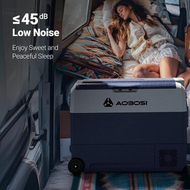 Автомобільний компресорний холодильник AAOBOSI 50л з Wi-Fi, 12/24V та 220V, -20°C для авто, вантажівок, кемпінгу, з двома зонами охолодження