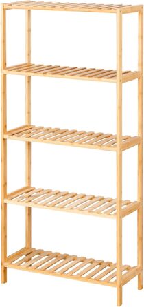 Стильне дерев'яне стелаж Floordirekt Bambus Regal для ванної, спальні, вітальні (60 x 26 x 130 см)