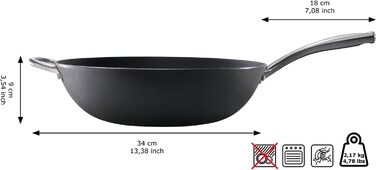 Сковорода-ВОК SKOTTSBERG Індукційна 34 см, чавунна сковорода-вок, виготовлена на заводі, без антипригарного покриття, високоякісна сковорода-вок