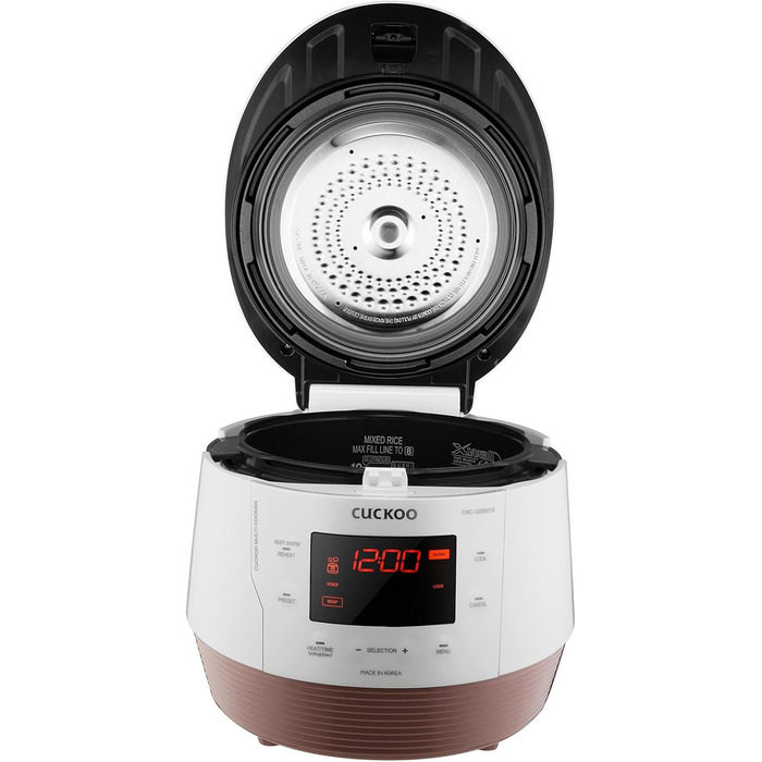Мультиварка CUCKOO CMC-QSB501S iCook Q5 Premium з функцією парового тиску, 4.75 л, 8-в-1, з голосовим керуванням, 3D нагріванням, підтримкою температури, нержавіюча сталь з антипригарним покриттям
