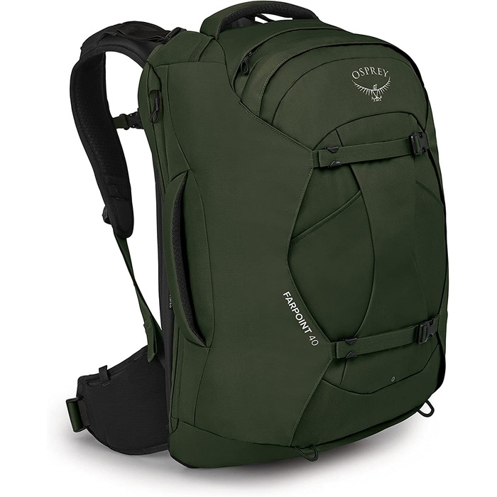 Чоловічий рюкзак Osprey Farpoint 40 (Gopher Green, Один розмір підходить всім, комплект з надлегкою упаковкою)