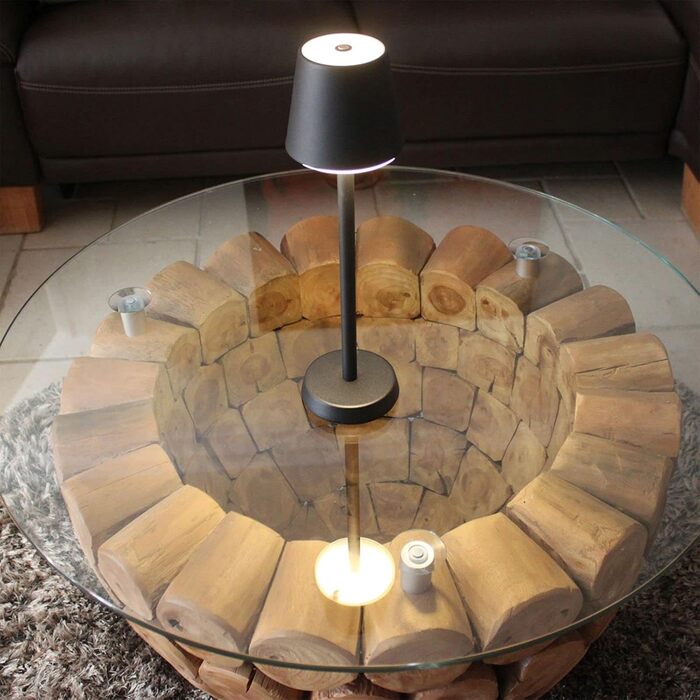 LED настільна лампа з акумулятором 2400 mAh, 16 світлодіодів, 3 режими яскравості, IP54, білий колір, чорний корпус (10,7 x 10,7 x 39 см)