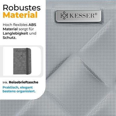 Набір валіз KESSER® 3 шт. | Валізи з ABS, з кодовим замком, ваговою шалькою та органайзером для документів | 360° колеса | Ручна поклажа та великі валізи для подорожей та бізнесу | Сірий колір