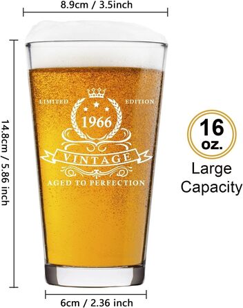 Пивний келих LIGHTEN LIFE 450 мл в дерев'яній подарунковій коробці, 1966 рік народження - ідеальний подарунок чоловікові/батькові на 60 років
