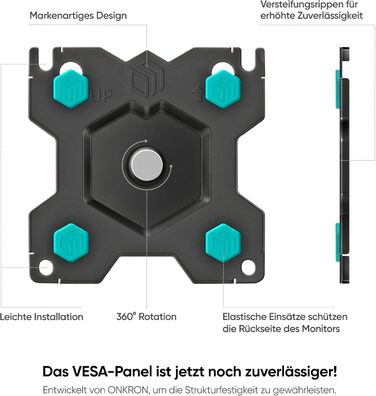 Кріплення для монітора ONKRON G90-B, 13-34 дюйми, до 10 кг, газ, VESA 75x75-100x100, чорний