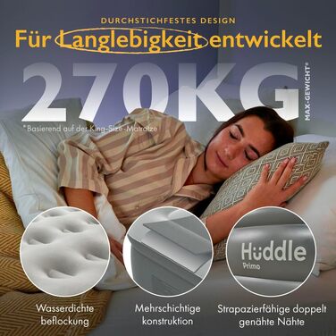 Надувне ліжко Huddle Lite з вбудованим насосом – комфортна матрац для кемпінгу, гостей та запасних кімнат (одинарне, двоспальне, king-size)