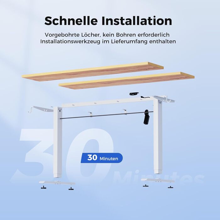 Регульований за висотою стіл Agilestic: електричний, з пам'яттю, ергономічний, для комп'ютера, 150 x 60 см, білий/світло-коричневий