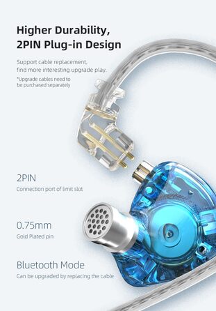 Навушники-вкладиші KZ Zax, 16 одиниць, HiFi, Hybrid IEM, Цинковий сплав, знімний кабель, Чорний, Мікрофон