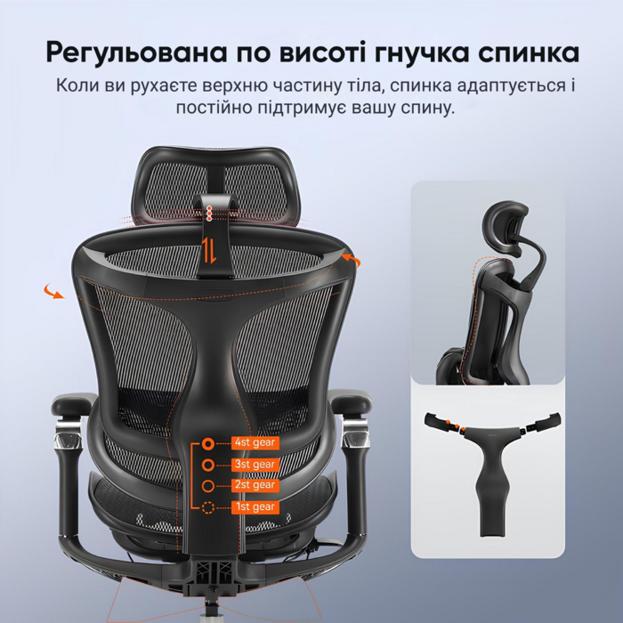 Ергономічне офісне крісло SIHOO Doro C300 Pro black з підлокітниками 6D та підтримкою попереку