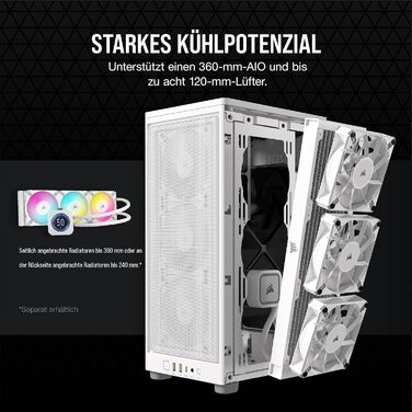 Корпус для ПК Corsair 2000D Airflow Mini ITX, білий, три слоти для GPU, сітчаста сталь, оптимізований для охолодження, сучасні порти на фронті