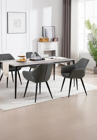 Крісла для їдальні WOLTU, 2 шт. в наборі, для кухні та вітальні, з м'якими сидіннями та підлокітниками, зелені, метал, штучна шкіра BH153gn-2