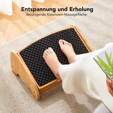 Підставка для ніг під стіл HUANUO бамбукова, ергономічна, 4 положення висоти та кута, масажна поверхня, протиковзна, для дому та офісу