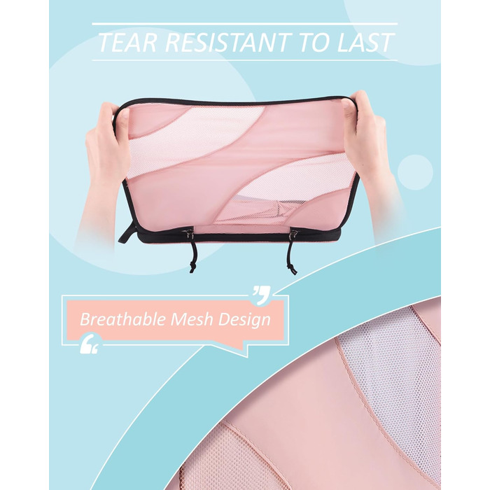 Набір компресійних органайзерів для подорожей BAGSMART, набір пакетів для пакування речей у валізу та ручну поклажу, рожевий (4 шт.)