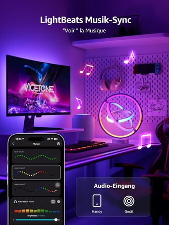 Lepro AI Розумна лампа TB2, Персоналізований світловий дизайнер на основі AI, Синхронізація з музикою/Керування через додаток, Настільна лампа з регулюванням яскравості, RGB+IC технологія, Сумісна з Alexa/Google, Без пульта керування, Ключ скрипки (Planet