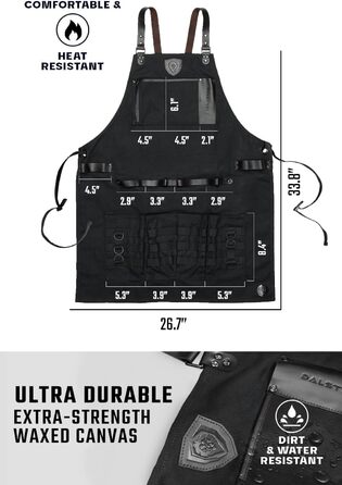 Фартук кухарський Dalstrong Professionelle Kochschürze – чорний, для приготування їжі та грилю, з регульованими лямками та сумкою для зберігання