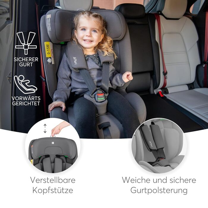 Автокрісло KikkaBoo i-Size i-FLIT 9-36 кг ISOFIX, група 1/2/3, 15 місяців - 12 років, з системою SPS, Top Tether, регульованою підголівником (чорне)