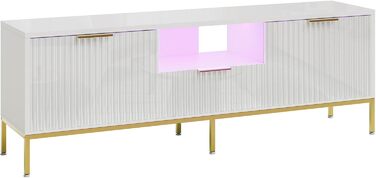 Тумба під ТВ Bestier для телевізора 55/60 дюймів, біла, з полицями для зберігання - сучасна медіа-консоль для вітальні та спальні