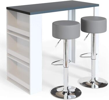 Барний стіл Vicco Bartisch-Set з 2 барними стільцями, 117 x 57 см (Білий/Сірий)