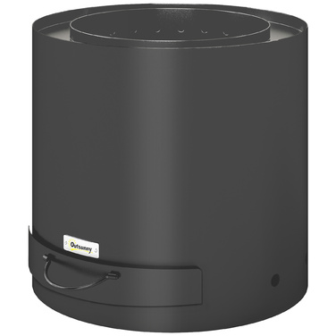 Вогнева чаша діаметром 45 см та висотою 42 см з нержавіючої сталі. Включає гачок для дров та контейнер для золи. Чорний колір.