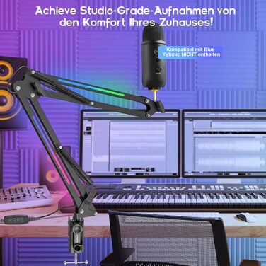 Мікрофонний стійкий тримач ZealSound з RGB підсвічуванням, адаптер 3/8