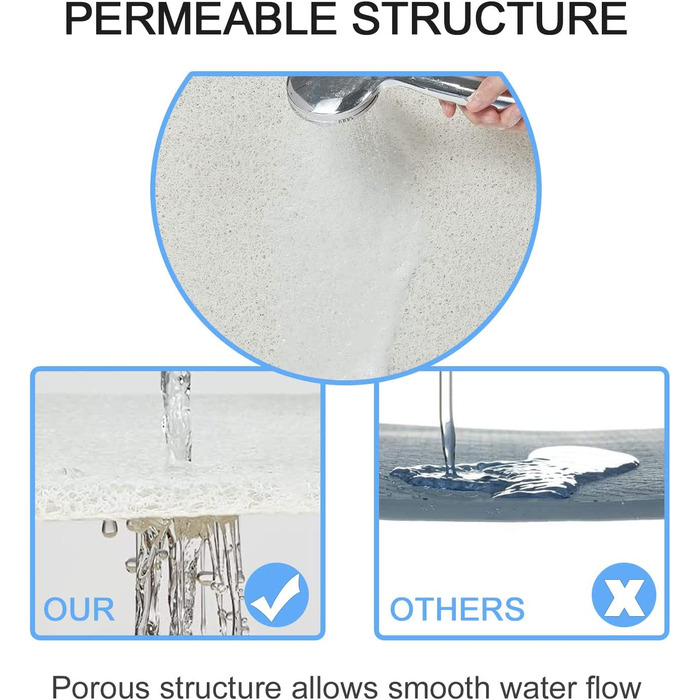 Нековзний килимок для душу, 80x80 см М'який зручний килимок для ванни з дренажними отворами, проти цвілі,швидковисихаючий, що миється ПВХ