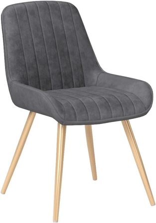 Набір з 2 стільців Lestarain для їдальні, вітальні, кухні. Ретро стільці з м'яким сидінням (велюр, темно-сірий), металеві ніжки, до 150 кг.