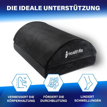 Підставка для ніг під стіл Healthfix® Ergonomische Fußstütze | Регульована висота, з м'якою підкладкою | Для офісу та дому, чорна