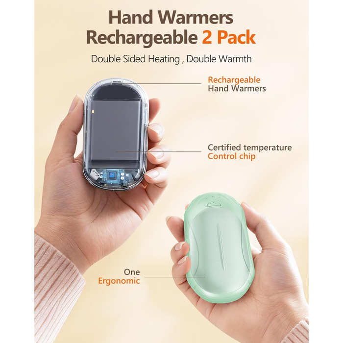 Електричні грілки для рук BOSONER (2 шт) 6000mAh USB, портативні, для чоловіків та жінок, теплий подарунок