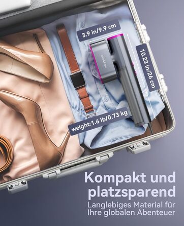 Парoгенератор для одягу Jack & Rose, 110-240V, 1000W, портативний, 2-в-1, для подорожей, сірий