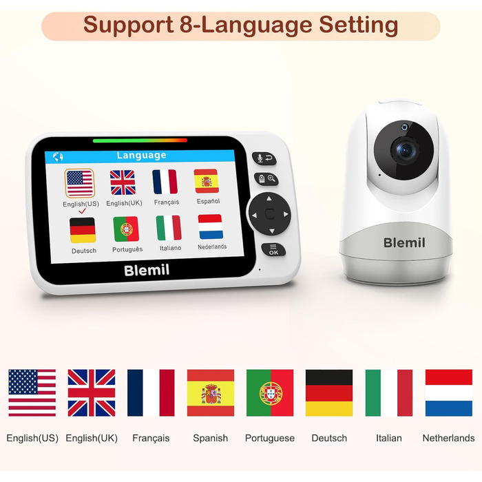 Радіоняня Blemil з камерою та аудіо, екран 5
