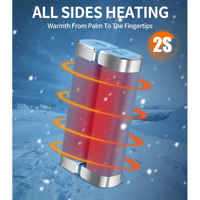Електричні грілки для рук 5000mAh (2 шт.) - багаторазові, для дітей та дорослих, для активного відпочинку, зимовий подарунок, блакитні