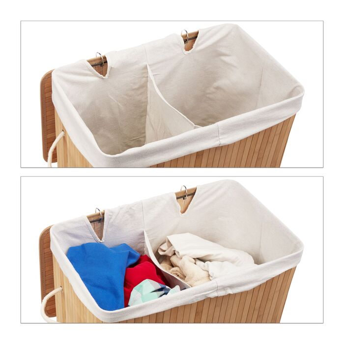 Кошик для білизни Relaxdays з бамбука з 2 відділеннями