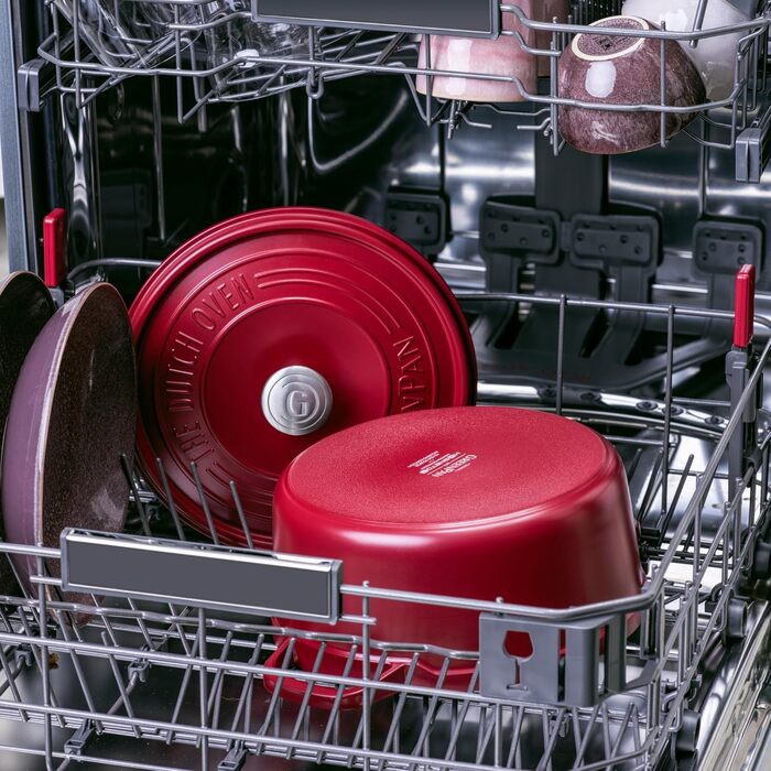 GreenPan Featherweights - Сковорода з кришкою, 22 см, 3 л, керамічне антипригарне покриття, чавун, індукція, сумісна з духовкою, червона