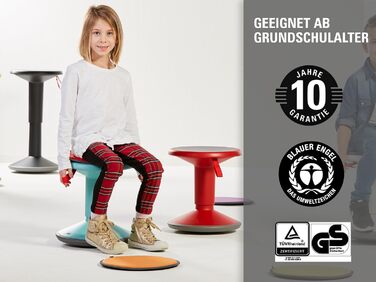 Ергономічний пуф Interstuhl UPis1 з ефектом гойдання - регульована висота, неслизьке дно та захист від перекидання - офісний пуф (Червоний, UP Junior)